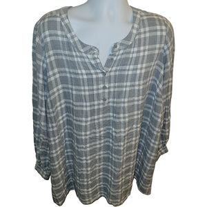 Lane Bryant Gray/Silver Plaid Long Sleeve